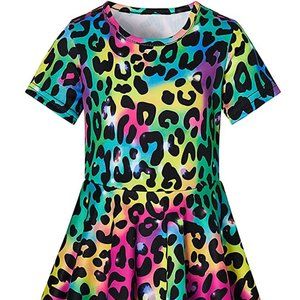 ALISISTER Little Girls Dress Short Sleeve Summer Colorful Sundress   A193-5